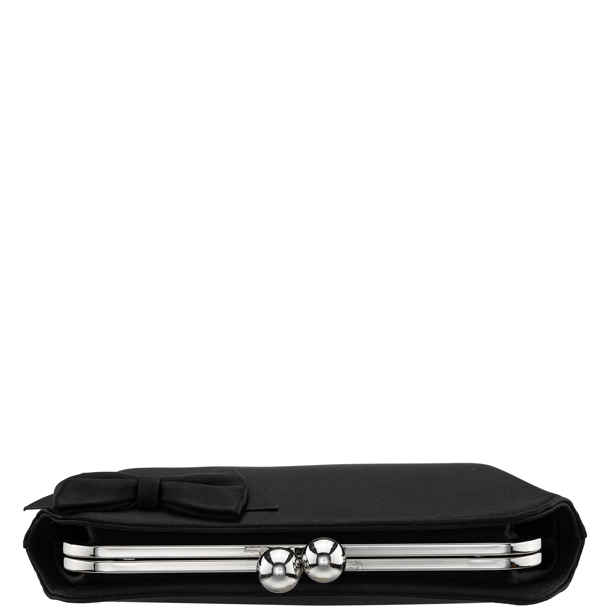 Kenji-K Black Satin Frame Clutch | Nina Shoes