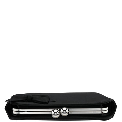 Kenji-K Black Satin Frame Clutch | Nina Shoes