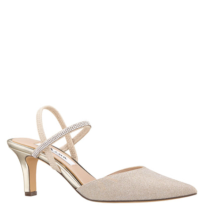 Billie Platino Glitter Mid-Heel Pumps | Nina Shoes