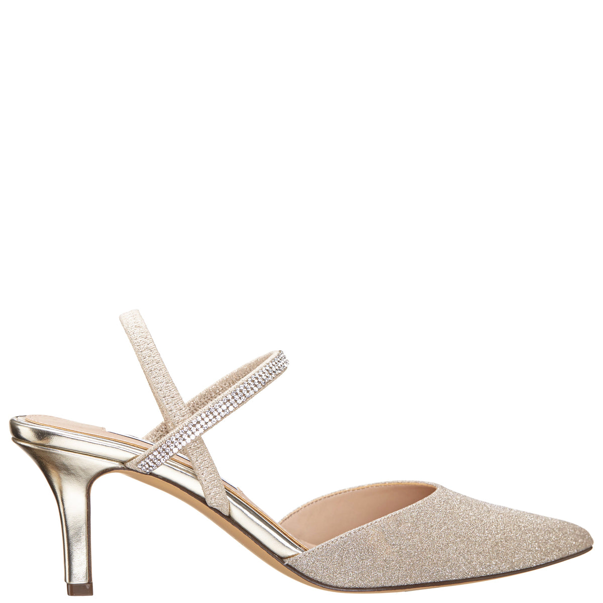 Billie Platino Glitter Mid-Heel Pumps | Nina Shoes