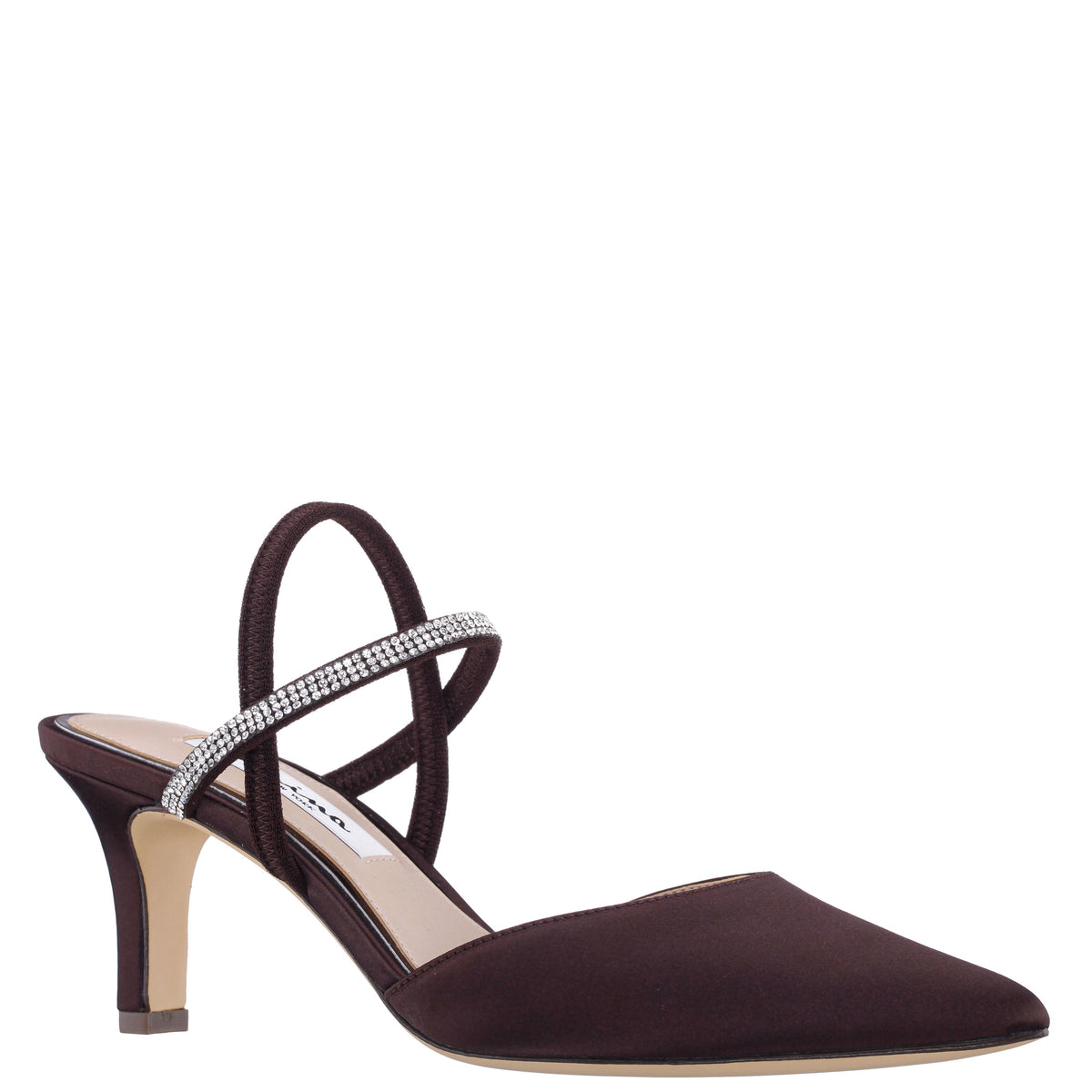 Billie Brown Satin Mid-Heel Pumps | Nina Shoes