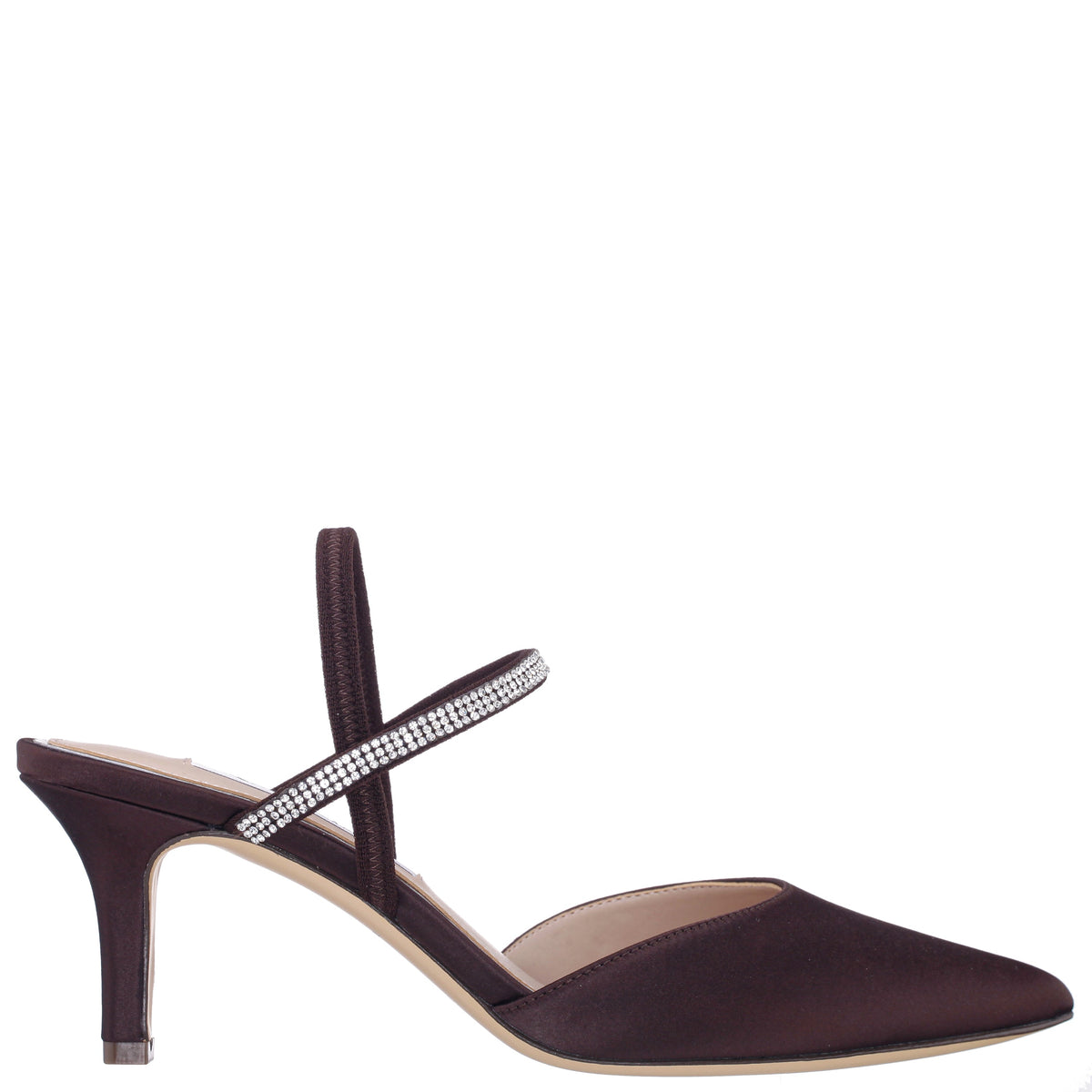 Billie Brown Satin Mid-Heel Pumps | Nina Shoes
