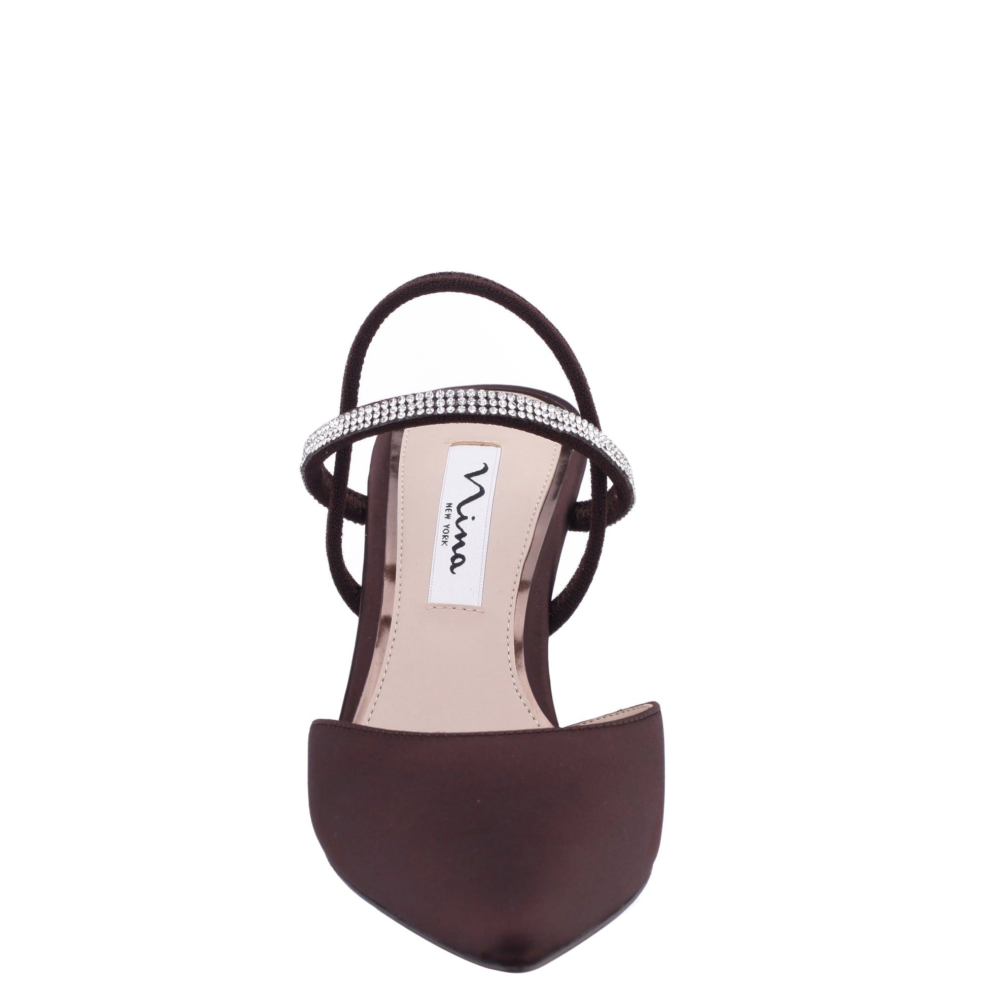 Billie Brown Satin Mid-Heel Pumps | Nina Shoes