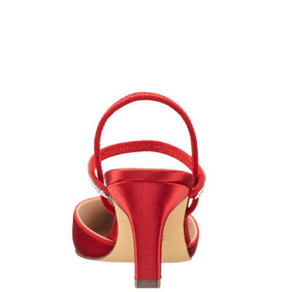 Billie Red Satin Mid-Heel Pumps | Nina Shoes