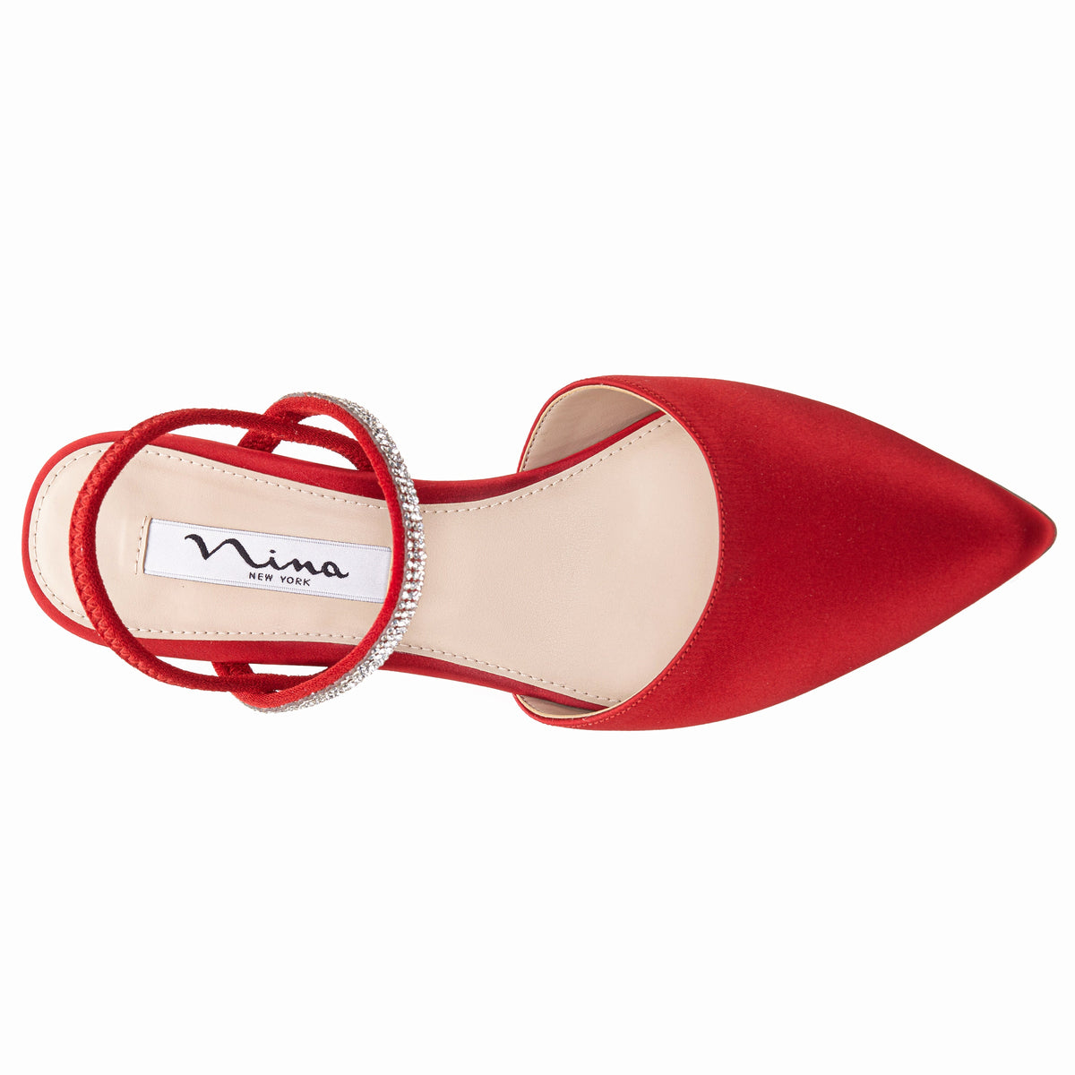 Billie Red Satin Mid-Heel Pumps | Nina Shoes