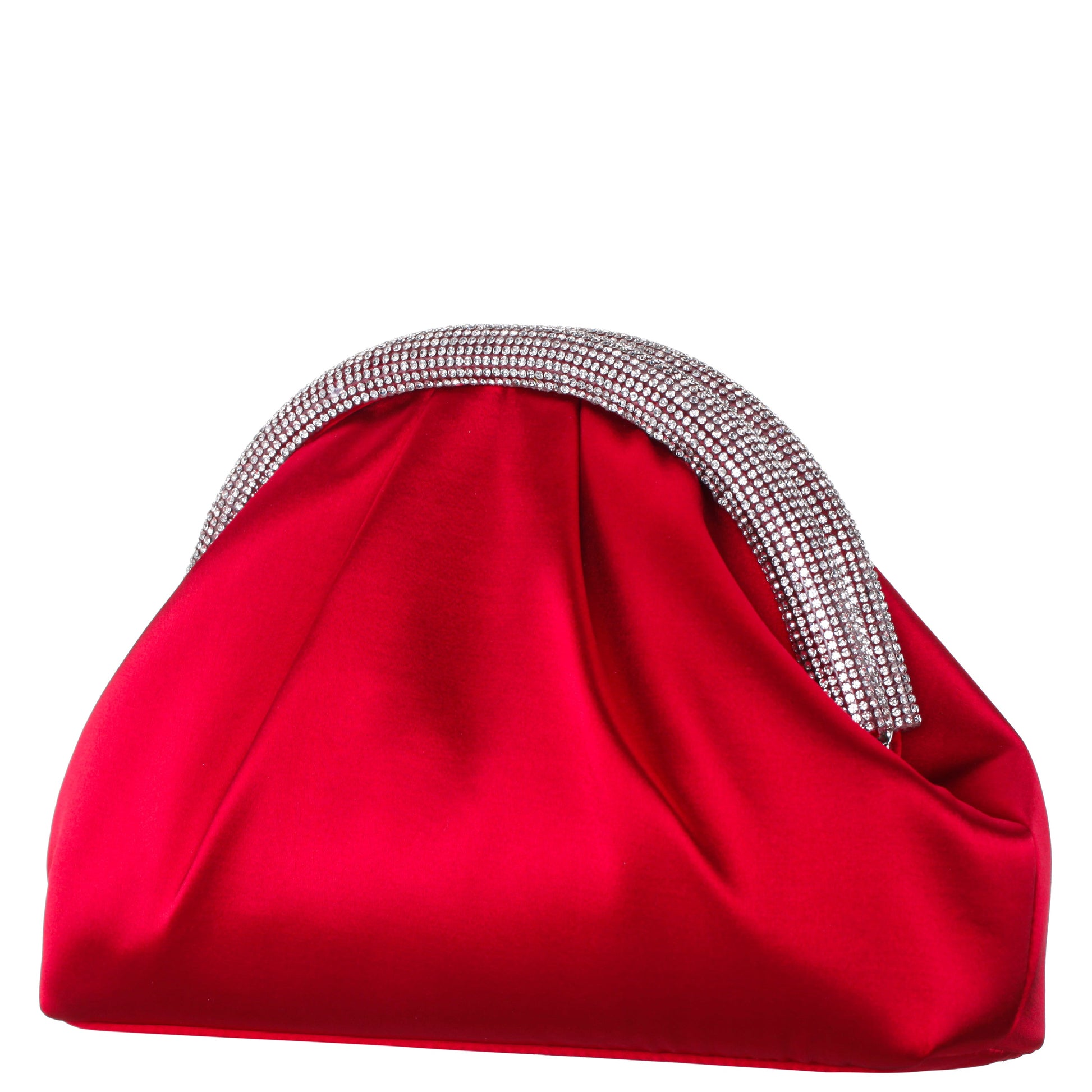 Jane Red Satin/Glass Crystal Frame Clutch | Nina Shoes