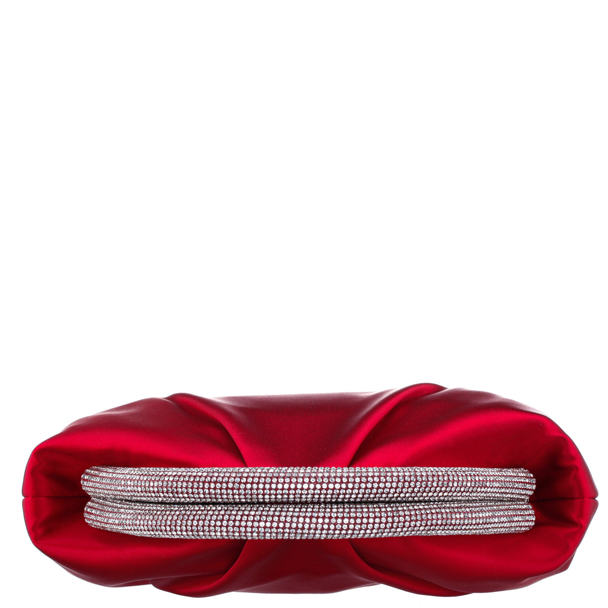 Jane Red Satin/Glass Crystal Frame Clutch | Nina Shoes