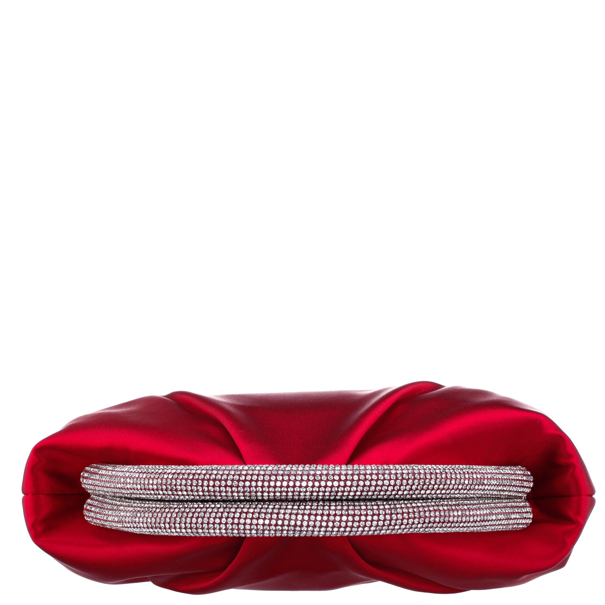 Jane Red Satin/Glass Crystal Frame Clutch | Nina Shoes