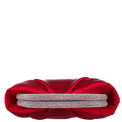 Jane Red Satin/Glass Crystal Frame Clutch | Nina Shoes