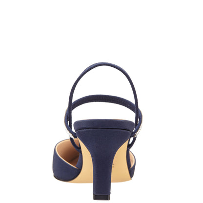 Billie Blue Satin Mid-Heel Pumps | Nina Shoes