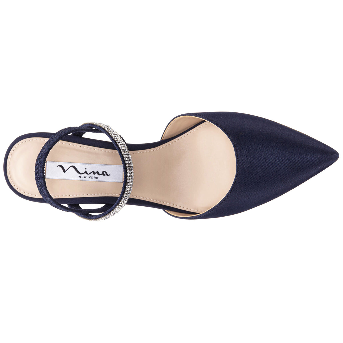 Billie Blue Satin Mid-Heel Pumps | Nina Shoes