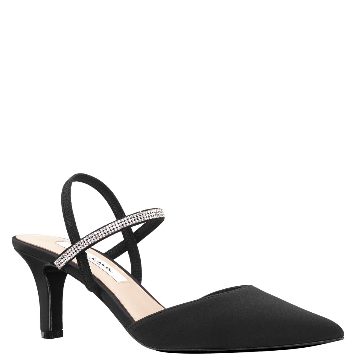 Billie Black Satin Mid-Heel Pumps | Nina Shoes