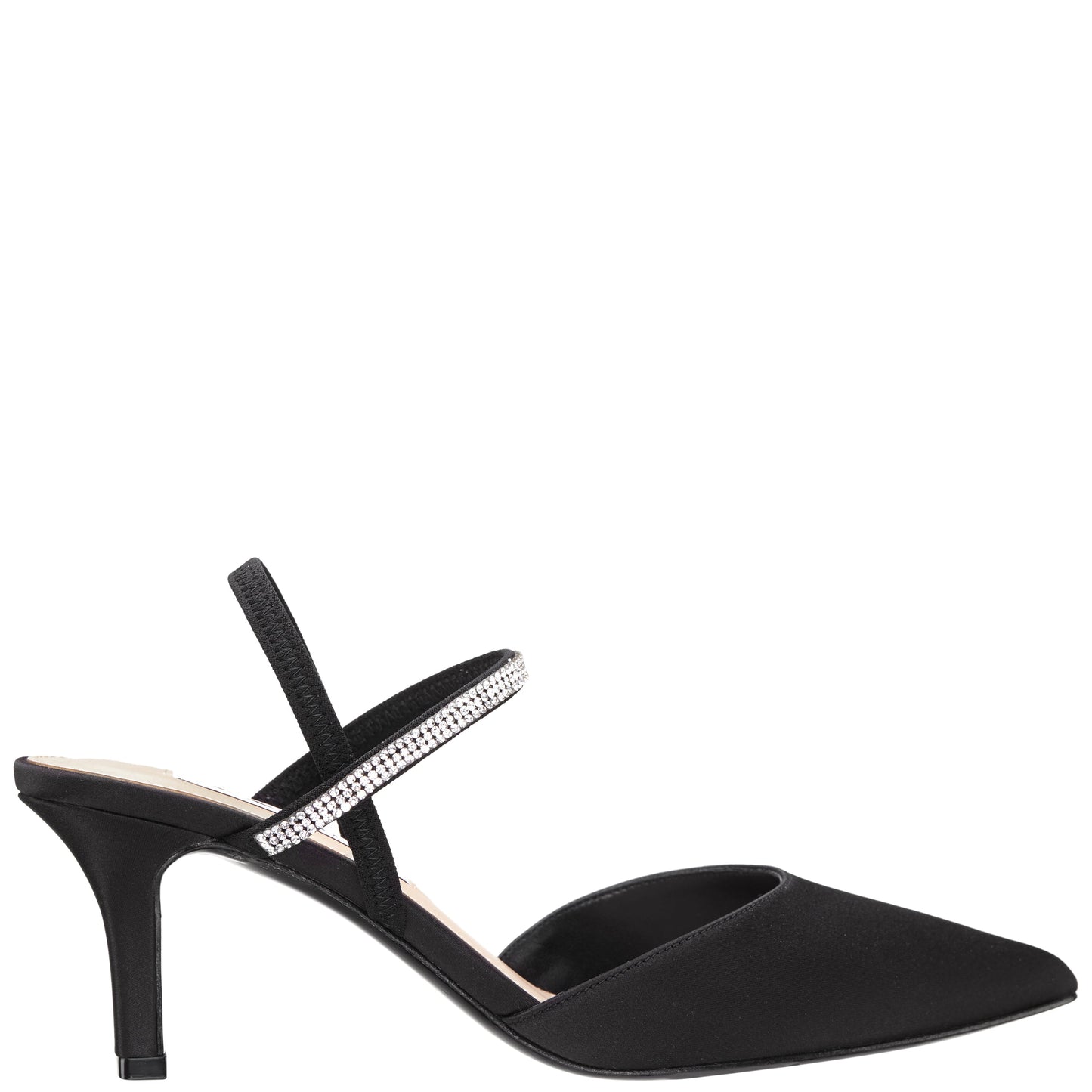 Billie Black Satin Mid-Heel Pumps | Nina Shoes