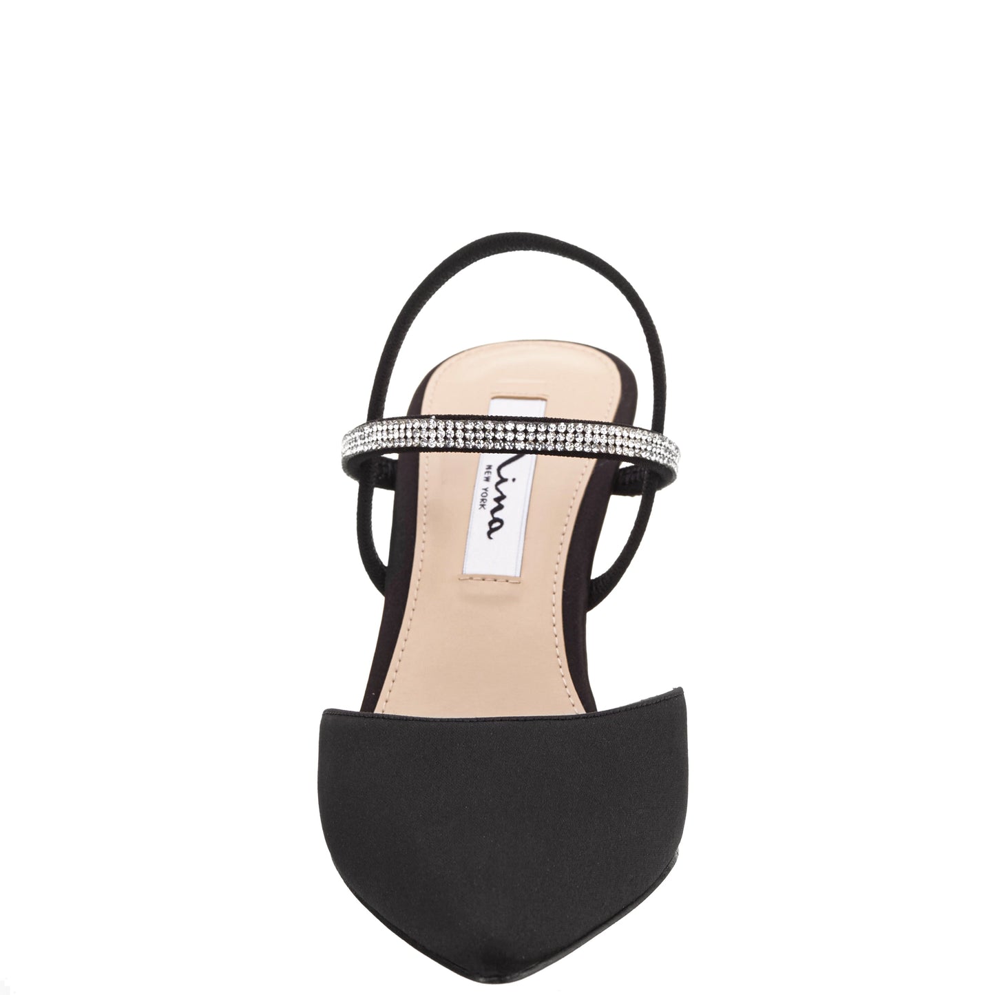 Billie Black Satin Mid-Heel Pumps | Nina Shoes