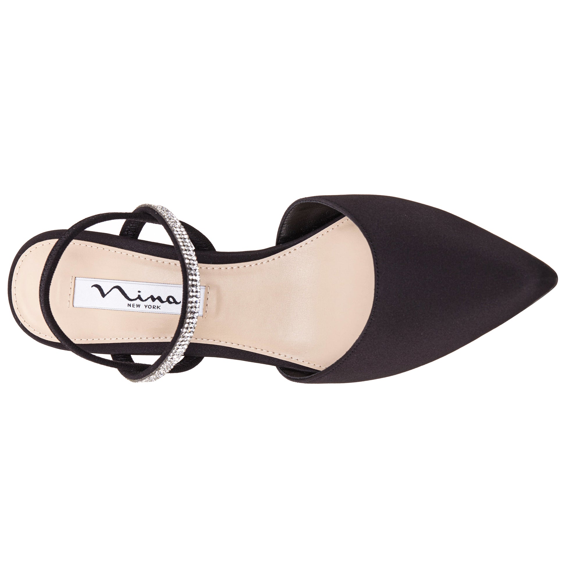 Billie Black Satin Mid-Heel Pumps | Nina Shoes