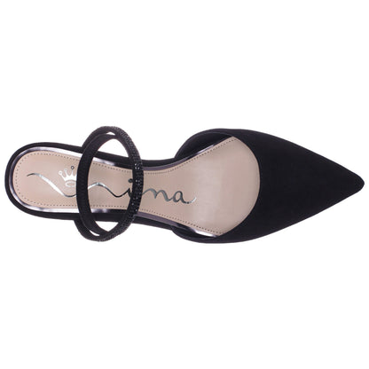 Billie Black Glam Suede Mid-Heel Pumps | Nina Shoes