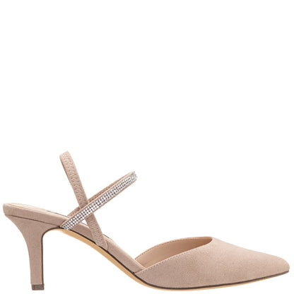 Billie Tan Glam Suede Mid-heel Pumps | Nina Shoes