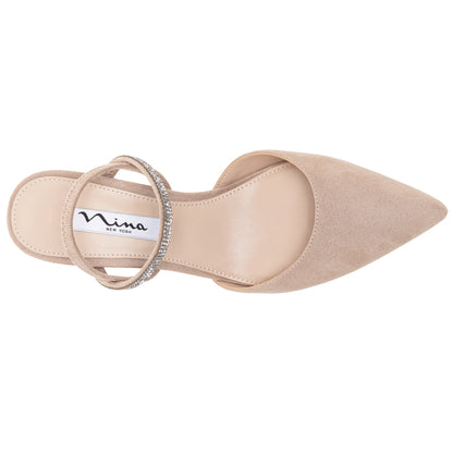 Billie Tan Glam Suede Mid-heel Pumps | Nina Shoes