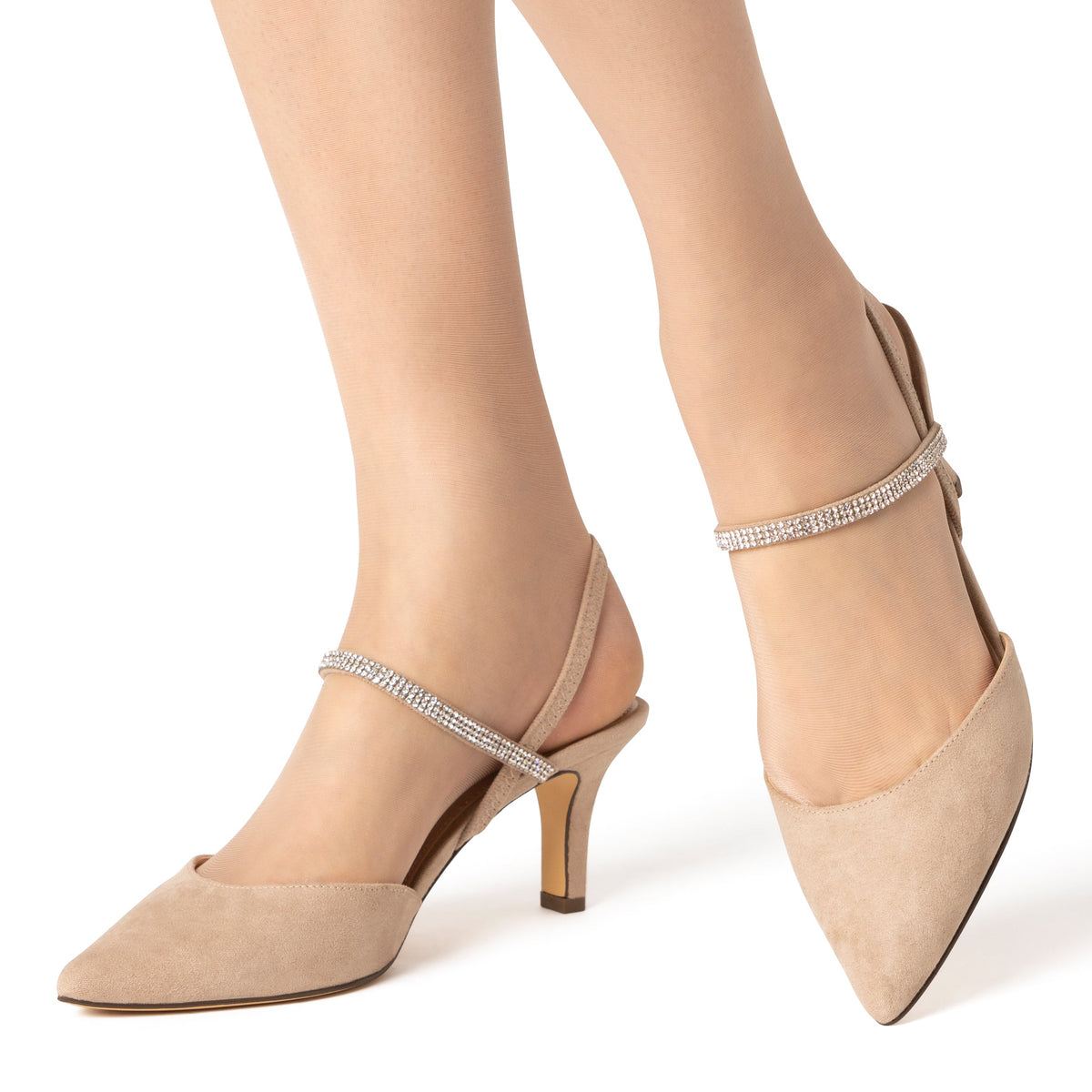 Billie Tan Glam Suede Mid-heel Pumps | Nina Shoes