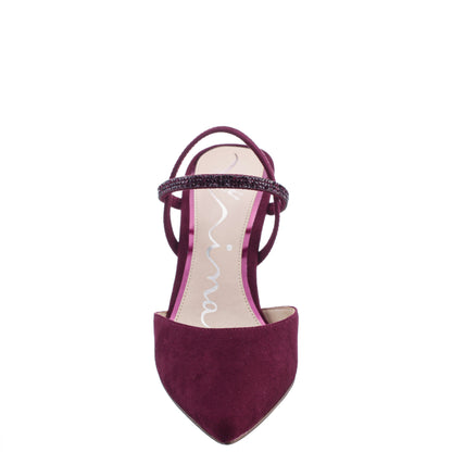 Billie Red Glam Suede Mid-Heel Pumps | Nina Shoes