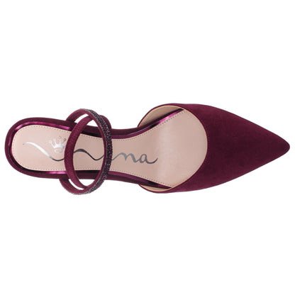 Billie Red Glam Suede Mid-Heel Pumps | Nina Shoes