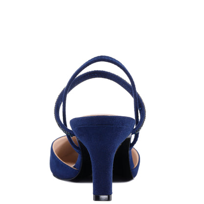 Billie Blue Satin Mid-Heel Pumps | Nina Shoes