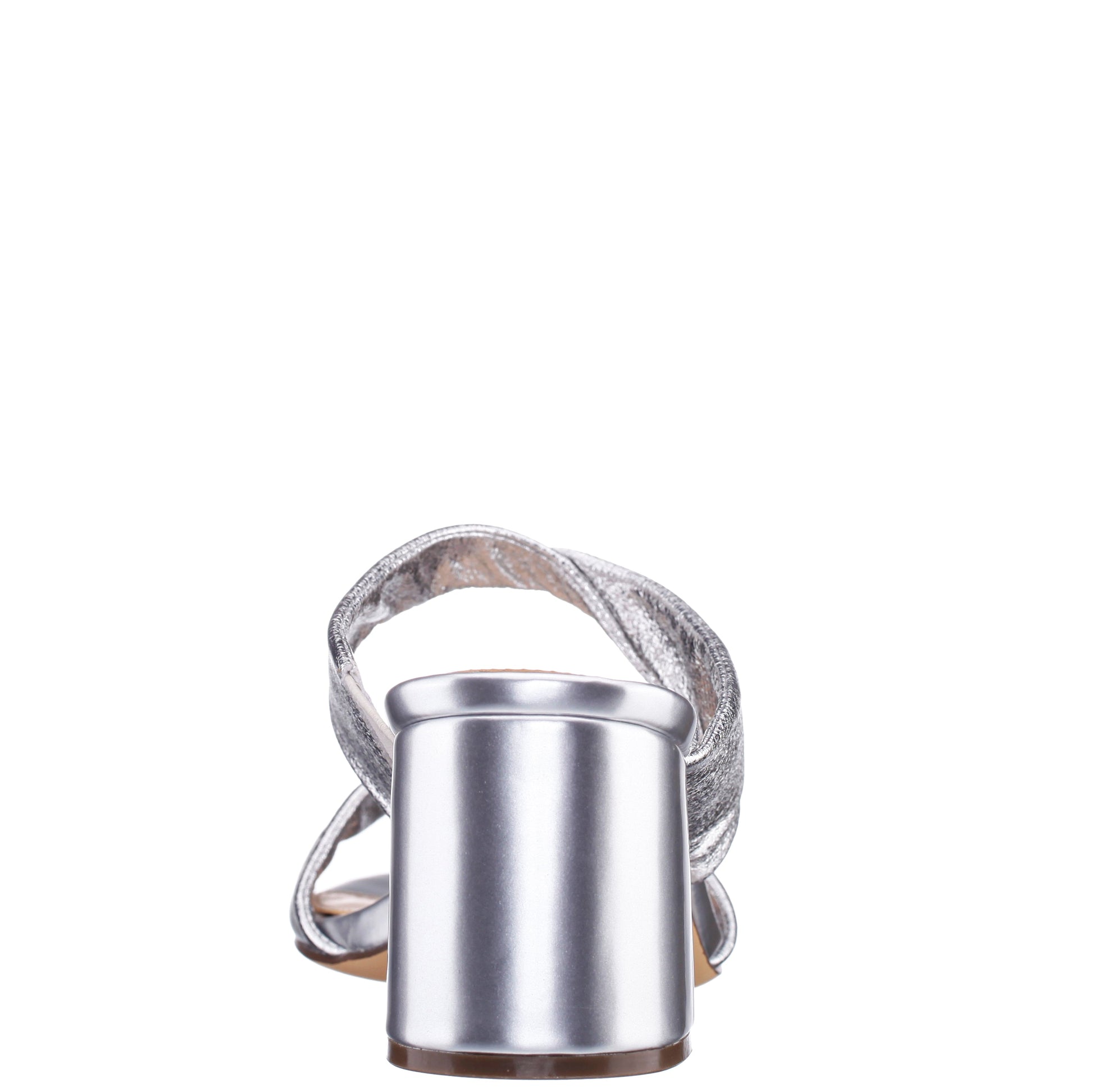 Bassie Silver Metallic Block Heel Sandal | Nina Shoes