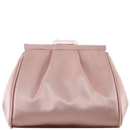 Blayz Brown Satin Frame Clutch | Nina Shoes