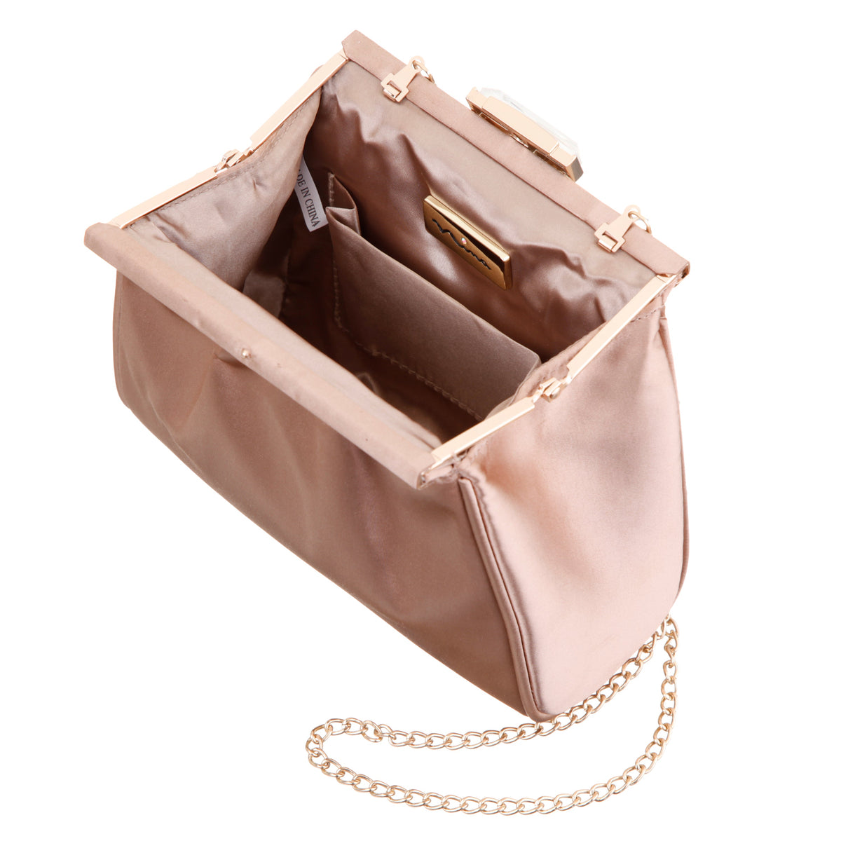Blayz Brown Satin Frame Clutch | Nina Shoes