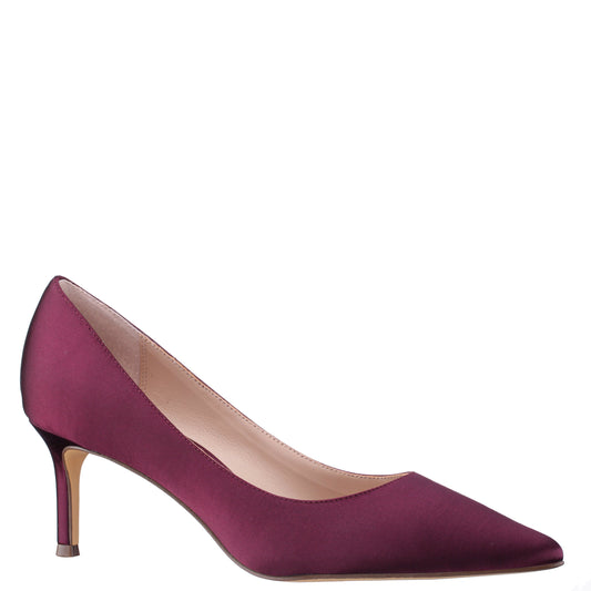 Nina60 Bordeaux Satin Mid-Heel Classic Pump | Nina Shoes
