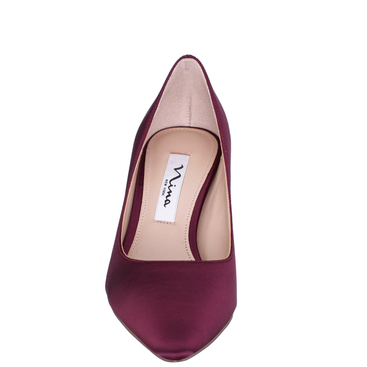 Nina60 Bordeaux Satin Mid-Heel Classic Pump | Nina Shoes