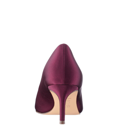 Nina60 Bordeaux Satin Mid-Heel Classic Pump | Nina Shoes