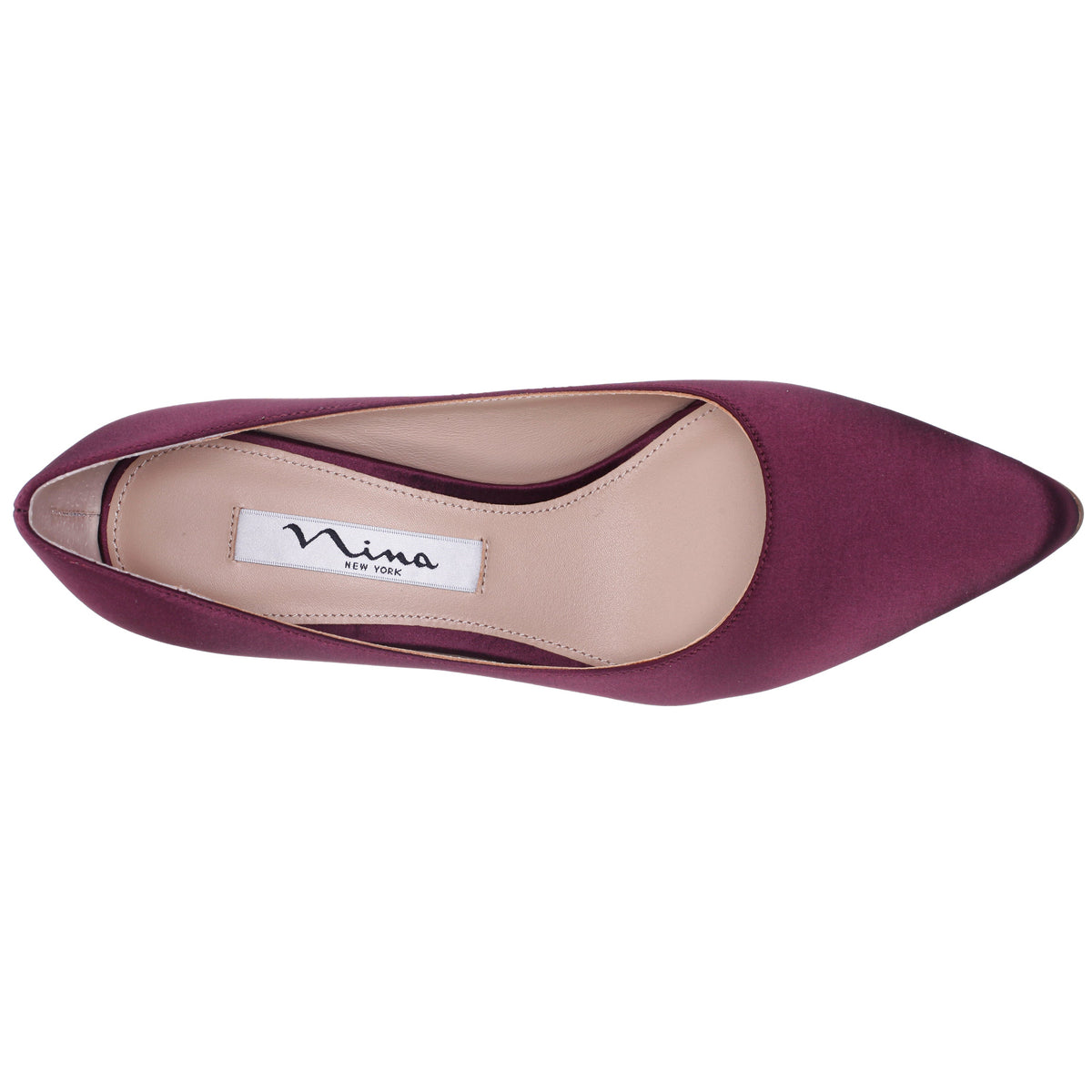 Nina60 Bordeaux Satin Mid-Heel Classic Pump | Nina Shoes