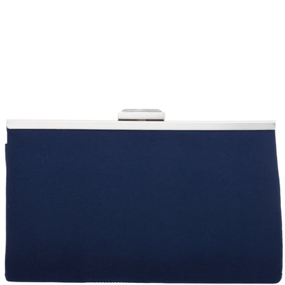 Ophelia Blue Pleated Satin Frame Clutch | Nina Shoes