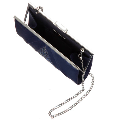 Ophelia Blue Pleated Satin Frame Clutch | Nina Shoes