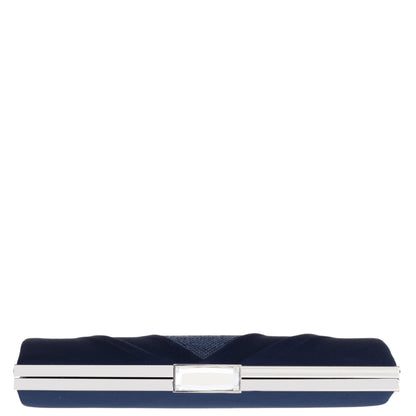 Ophelia Blue Pleated Satin Frame Clutch | Nina Shoes