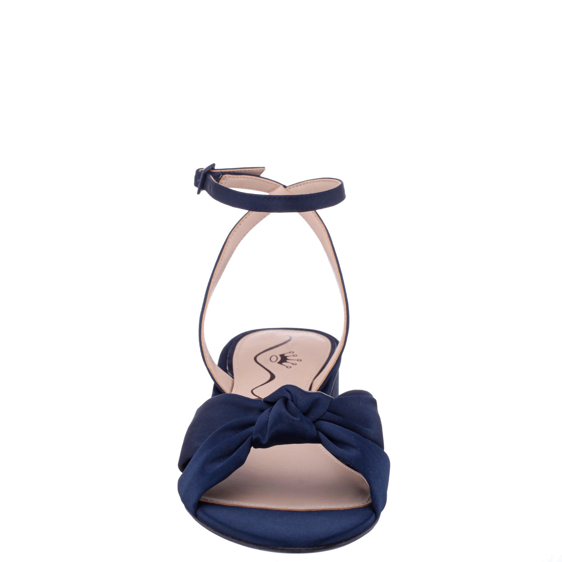 Sulma Blue Satin Block-Heel Flat Sandals with Ankle-Strap | Nina Shoes