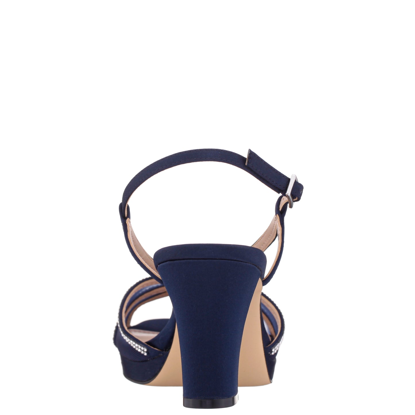 Bonney Navy Satin Block-Heel Platform Sandals | Nina Shoes