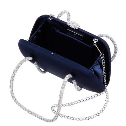 Camara Blue Satin/Glass Crystal Minaudiere | Nina Shoes
