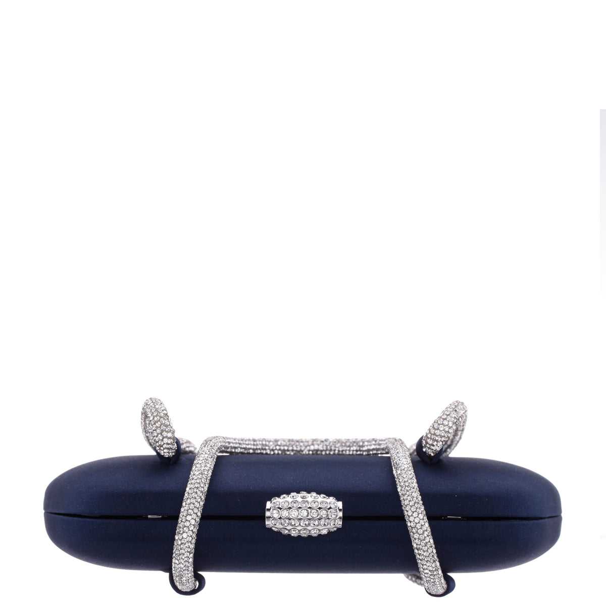 Camara Blue Satin/Glass Crystal Minaudiere | Nina Shoes