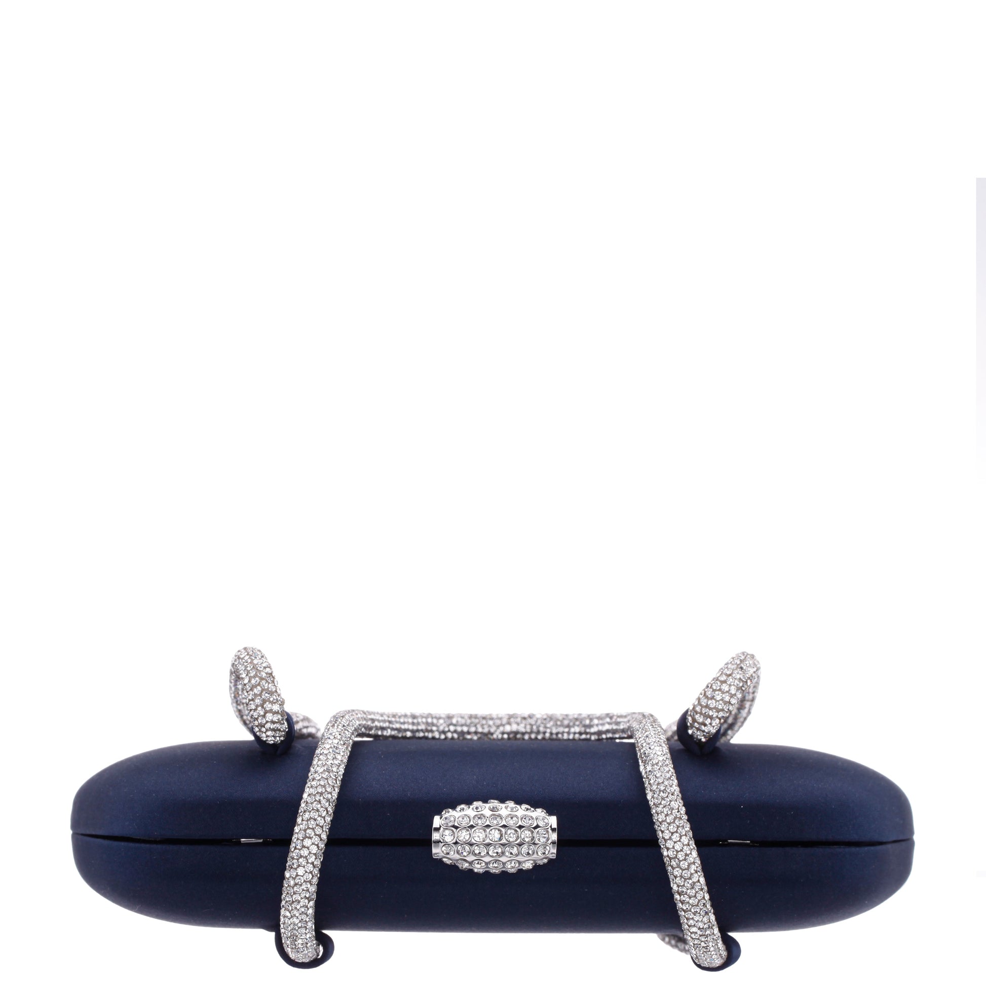 Camara Blue Satin/Glass Crystal Minaudiere | Nina Shoes