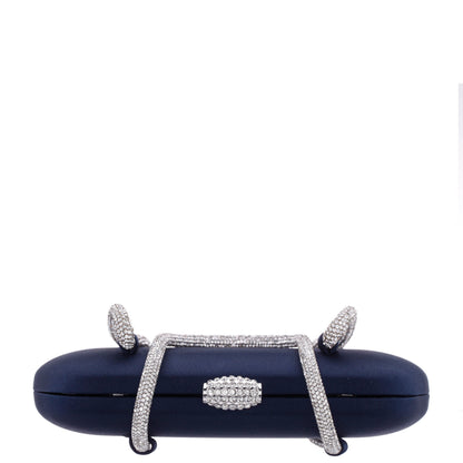 Camara Blue Satin/Glass Crystal Minaudiere | Nina Shoes