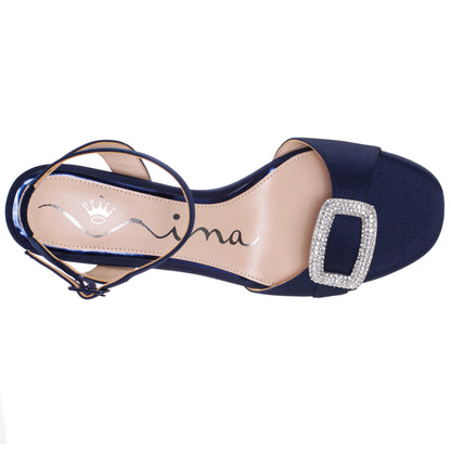 Quenbie Blue Sandal Mid-Heel | Nina Shoes