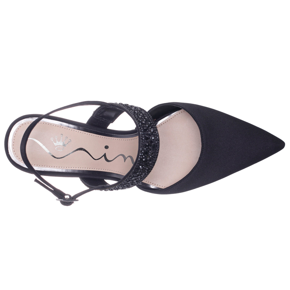 Trista Black Satin Sling Back Mid-Heel Pumps | Nina Shoes