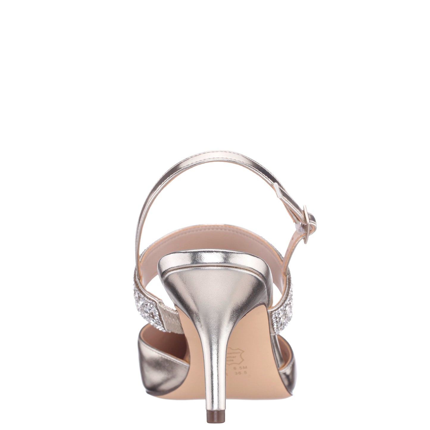 Trista Platino Metallic Sling Back Mid-Heel Pumps | Nina Shoes