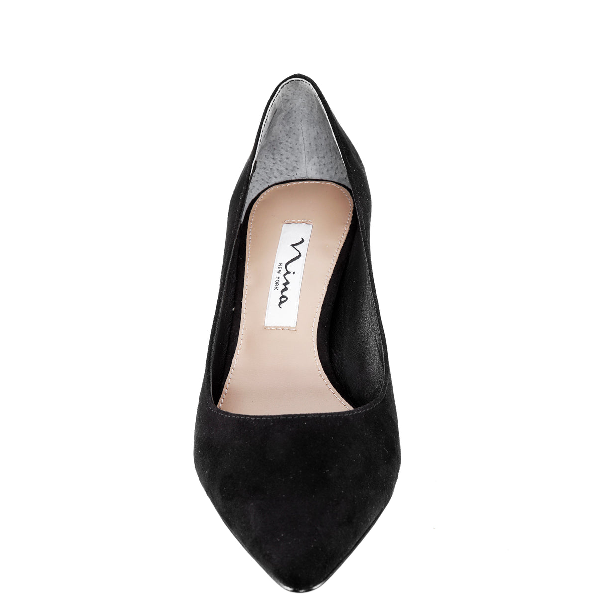 Nina60 True Black Suedette Mid-Heel Classic Pump | Nina Shoes