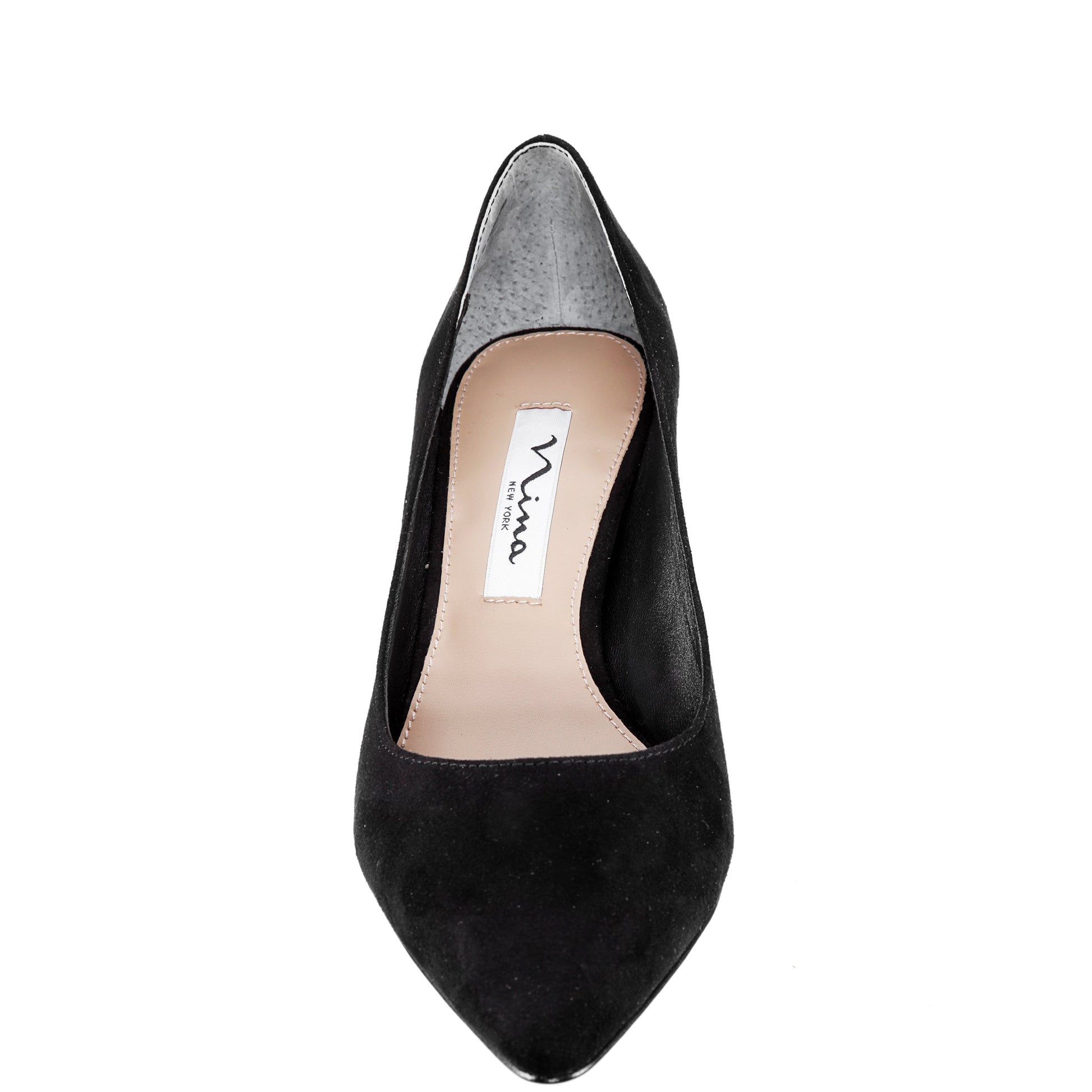 Nina60 True Black Suedette Mid-Heel Classic Pump | Nina Shoes