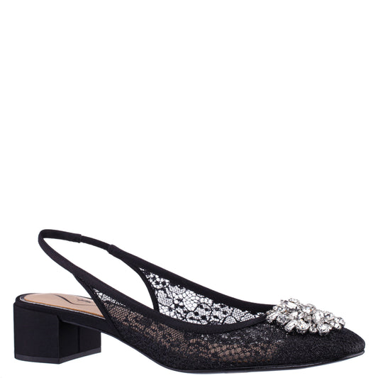 Klara Black Sling Back Low-Heel Flats | Nina Shoes