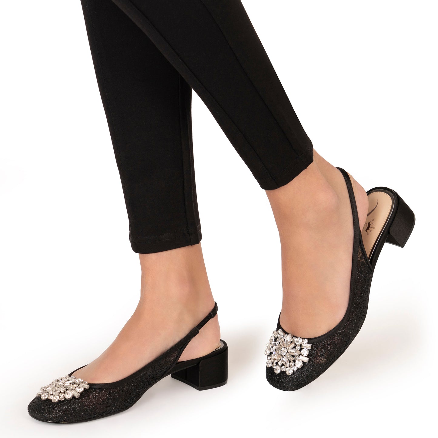 Klara Black Sling Back Low-Heel Flats | Nina Shoes