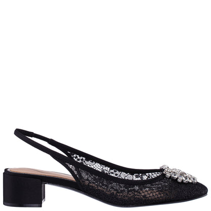 Klara Black Sling Back Low-Heel Flats | Nina Shoes
